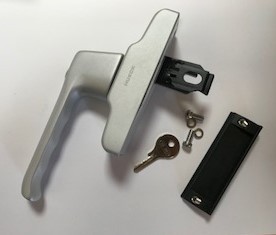 Hueck Fenstergriff Z 911768 silber absl. m. FBS